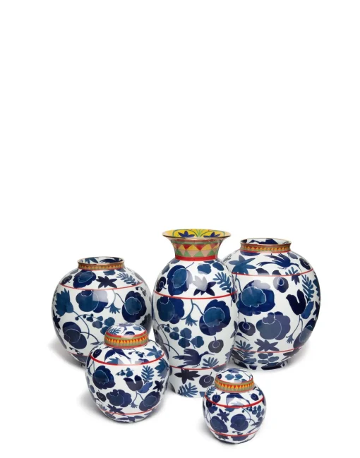 Amphora VaseWildbird Blu in Porcelain