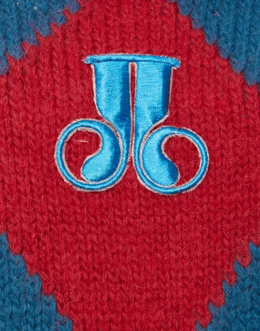 Argyle GiletRed & Blue in Wool