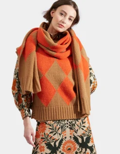 Argyle ScarfCamel Orange in Wool