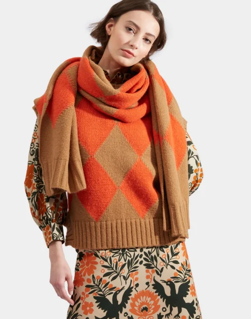 Argyle ScarfCamel Orange in Wool