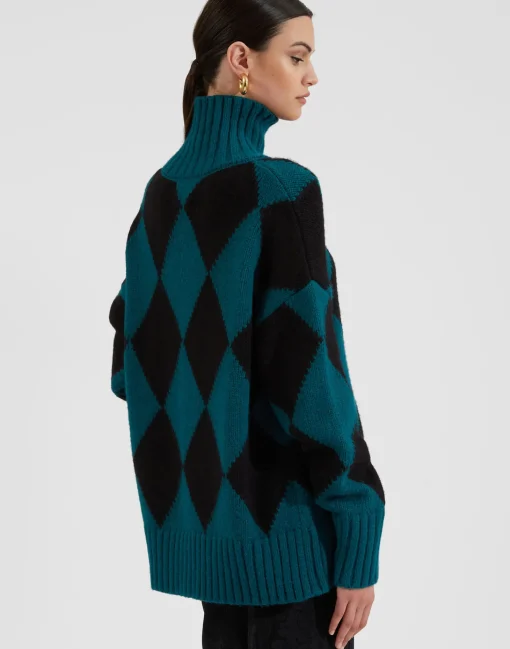 Argyle SweaterGreen / Black in Wool