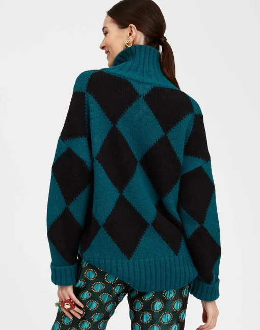 Argyle SweaterGreen / Black in Wool