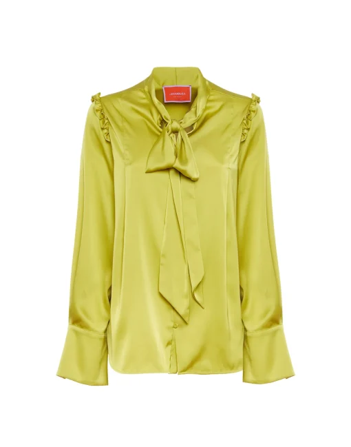 Ascot ShirtAcid Green in Stretch Satin