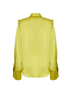 Ascot ShirtAcid Green in Stretch Satin