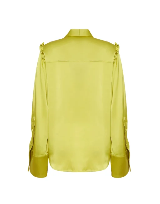 Ascot ShirtAcid Green in Stretch Satin