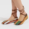 Ballerina FlatsMulticolor Cioccolato in Raffia