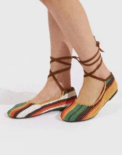 Ballerina FlatsMulticolor Cioccolato in Raffia