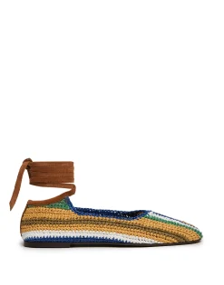 Ballerina FlatsMulticolor Blu in Raffia