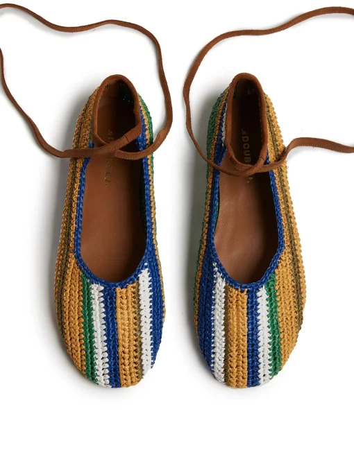Ballerina FlatsMulticolor Blu in Raffia