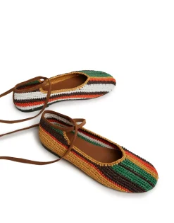 Ballerina FlatsMulticolor Cioccolato in Raffia