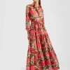 Bellini DressPink Dahlias in Popeline Cotton