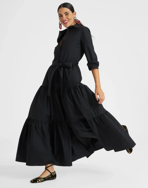 Bellini DressSolid Black in Cotton Poplin