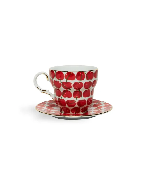 Big Mama Cup And SaucerCherries Avorio in Porcelain