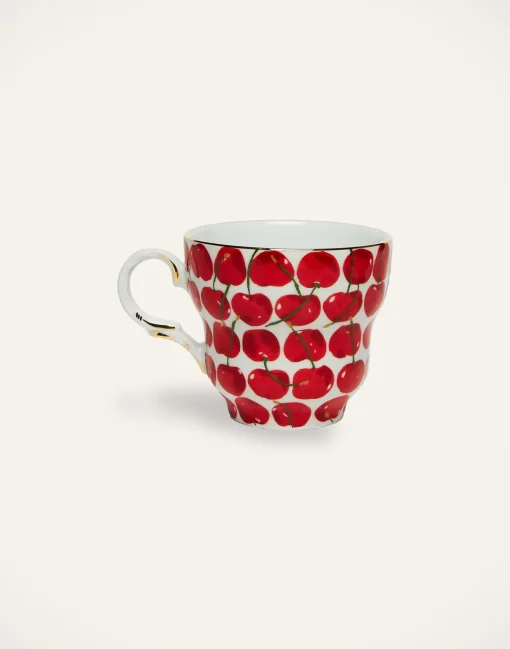 Big Mama Cup And SaucerCherries Avorio in Porcelain