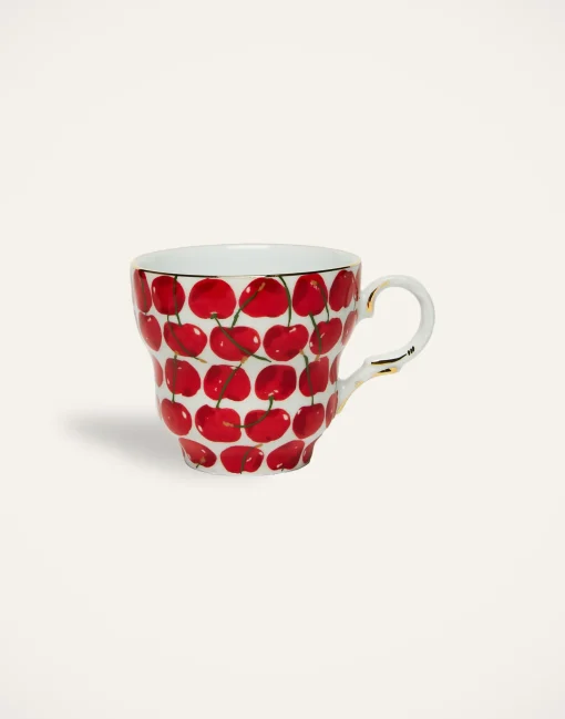 Big Mama Cup And SaucerCherries Avorio in Porcelain