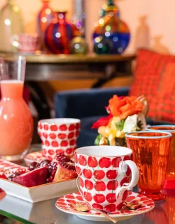 Big Mama Cup And SaucerCherries Avorio in Porcelain