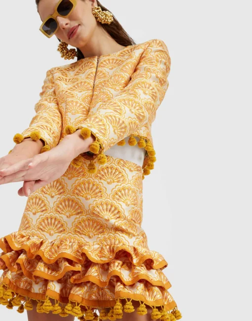 Bijoux JacketFans Gold in Jacquard  With Tassels