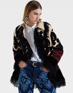 Bonanza JacketCorsini Placée Cream in Cotton Velvet With Fringes