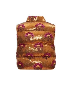Bonbon Puffer VestBronze in Textured Sequins
