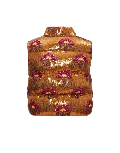 Bonbon Puffer VestBronze in Textured Sequins