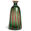 Bottiglia Vase (Ridged)Verde/Fucsia in Glass