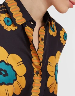 Boy ShirtDaisychain Placée Orange in Silk Twill