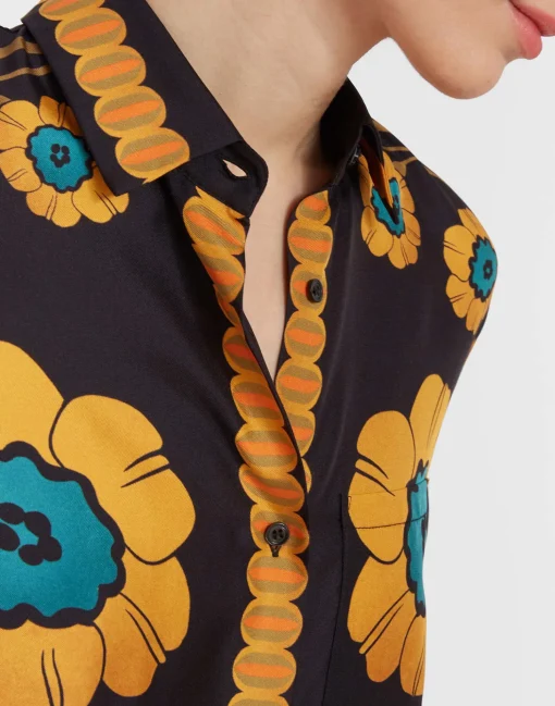 Boy ShirtDaisychain Placée Orange in Silk Twill