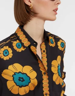 Boy ShirtDaisychain Placée Orange in Silk Twill