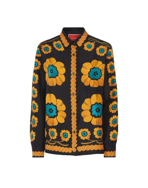 Boy ShirtDaisychain Placée Orange in Silk Twill