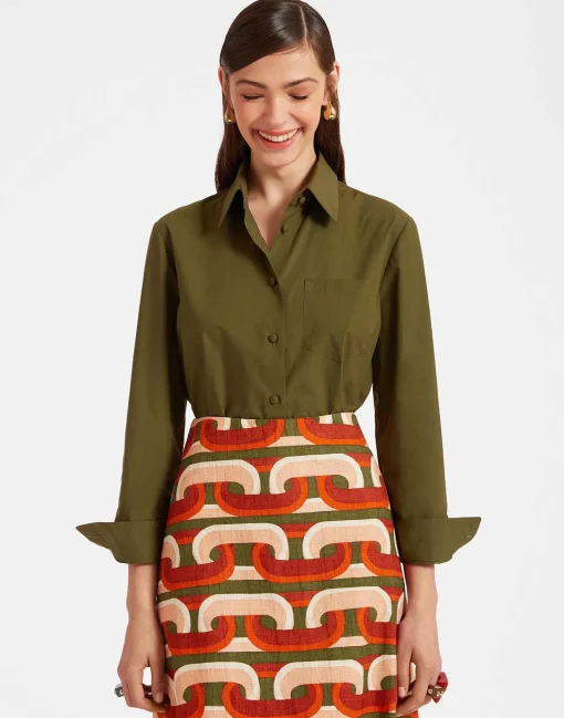 Boy ShirtSolid Camouflage in Crisp Poplin