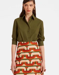 Boy ShirtSolid Camouflage in Crisp Poplin