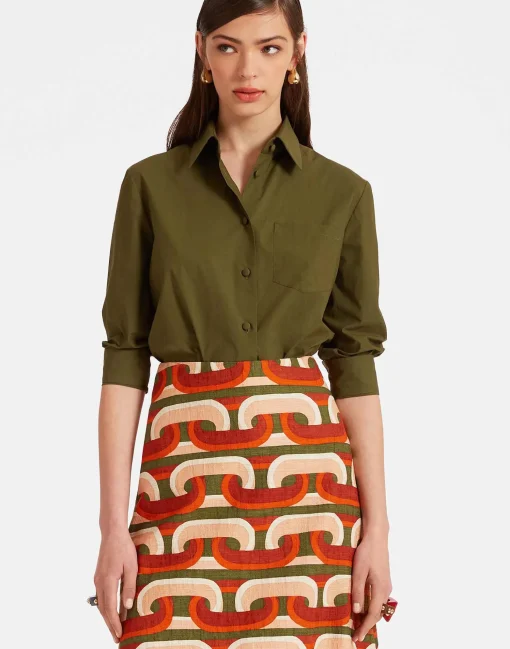 Boy ShirtSolid Camouflage in Crisp Poplin