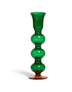 Bubble Candle StickSolid Green in Murano Glass