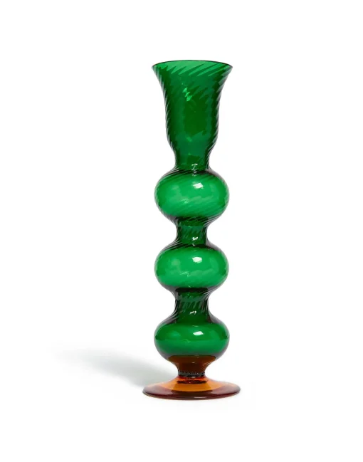Bubble Candle StickSolid Green in Murano Glass