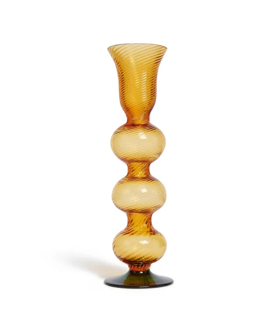 Bubble Candle StickSolid Amber in Murano Glass