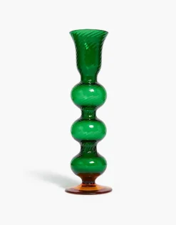 Bubble Candle StickSolid Green in Murano Glass