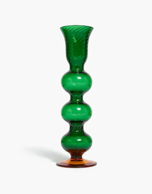 Bubble Candle StickSolid Green in Murano Glass