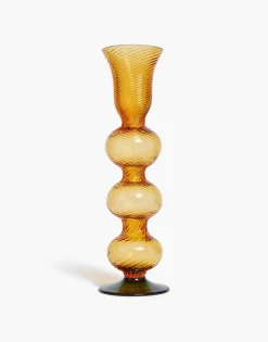 Bubble Candle StickSolid Amber in Murano Glass