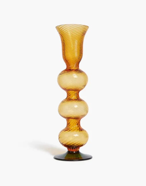 Bubble Candle StickSolid Amber in Murano Glass