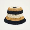Bucket HatColor Block Light Beige in Raffia Crochet