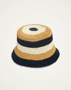 Bucket HatColor Block Light Beige in Raffia Crochet