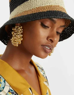 Bucket HatColor Block Light Beige in Raffia Crochet