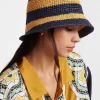 Bucket HatColor Block Navy in Raffia Crochet