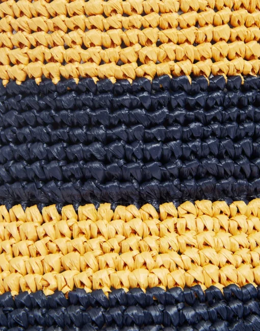 Bucket HatColor Block Navy in Raffia Crochet