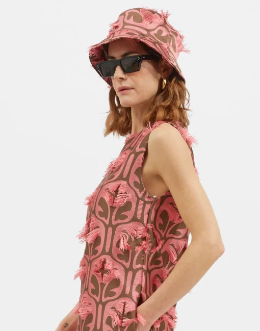 Bucket HatGrove Kaki/Pink in Jacquard