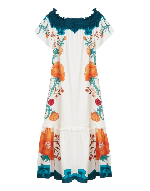Capalbio DressMorpheus Placée Orange in Summer Poplin