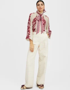 Cerere BlouseZodiac Placée Purple in Silk Chiffon