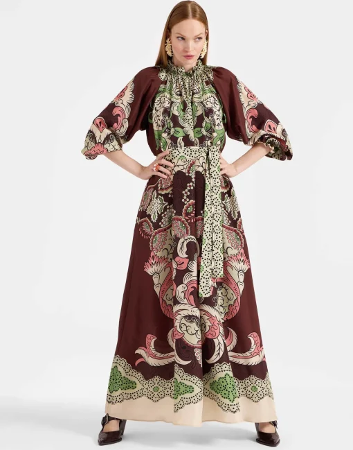 Cerere DressPortal Placée Brown in Silk Voile