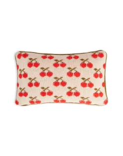 Cherry Knitted CushionOff White in Wool