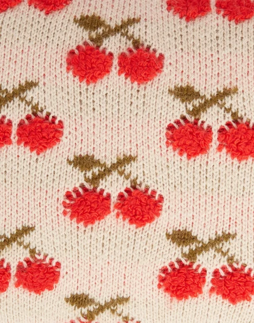 Cherry Knitted CushionOff White in Wool